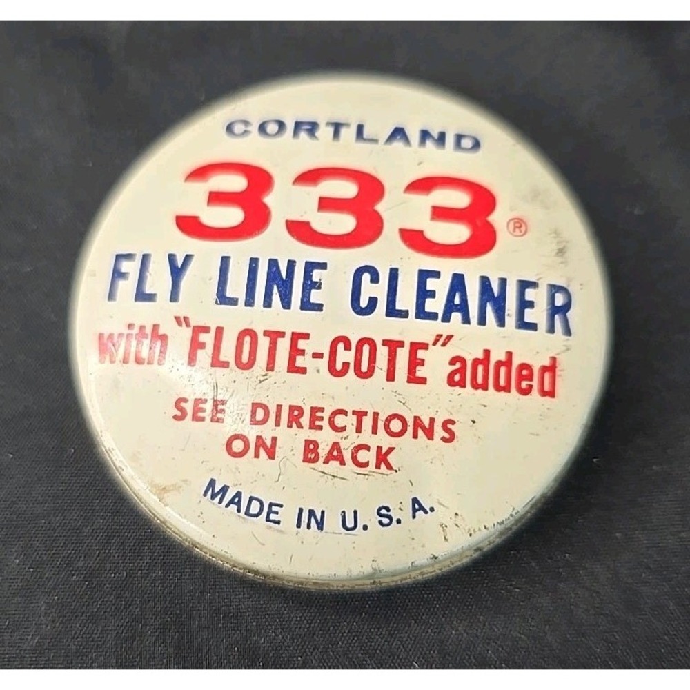 Vintage Tin of Cortland 333 Fly Line Cleaner with "Flote-Cote"